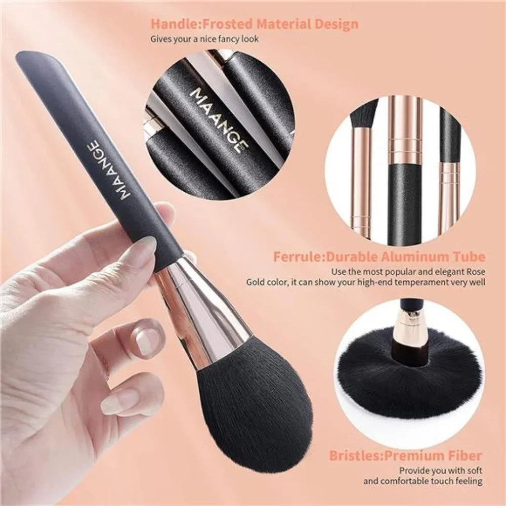 10Pcs Professional Makeup Brush Set with Black Case